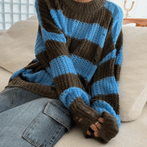 데미지 단가라 오버사이즈 니트 스웨터 (3color)